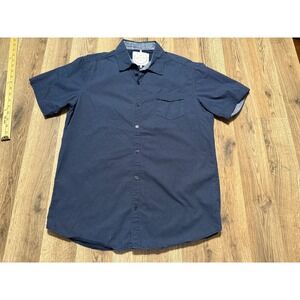 Native Code Button Down Shirt Mens Large Navy Polka Dot Casual Everyday